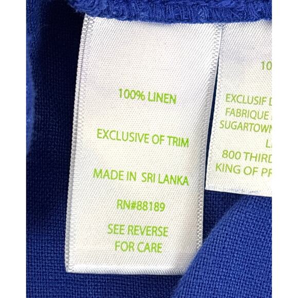 Lilly Pulitzer Women’s XL Blue Lazuli Lanterns Linen Boho Drawstring Shorts NEW - Picture 4 of 4